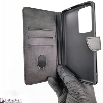 Dirbtinos odos dėklas su skyreliais - juodas (Xiaomi 12T/12T Pro) Dirbtinos odos dėklas su skyreliais - juodas (Xiaomi 12T/12T Pro)